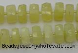 CRB606 15.5 inches 7*12mm faceted rondelle yellow opal beads