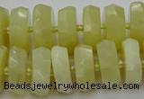 CRB609 15.5 inches 8*18mm faceted rondelle yellow opal beads