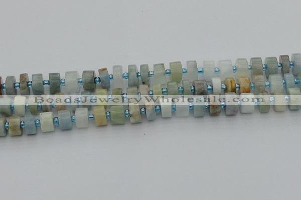 CRB646 15.5 inches 6*10mm tyre aquamarine gemstone beads