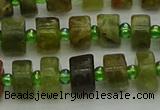 CRB664 15.5 inches 5*8mm tyre green garnet gemstone beads