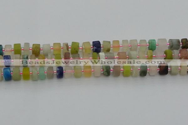 CRB679 15.5 inches 5*8mm tyre matte mixed gemstone beads