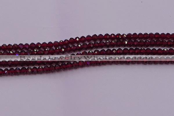 CRB718 15.5 inches 3*4mm faceted rondelle red garnet beads