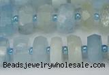 CRB802 15.5 inches 6*10mm faceted rondelle aquamarine beads