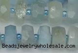 CRB803 15.5 inches 7*12mm faceted rondelle aquamarine beads