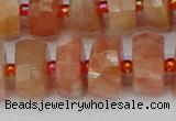 CRB819 15.5 inches 7*12mm faceted rondelle orange moonstone beads