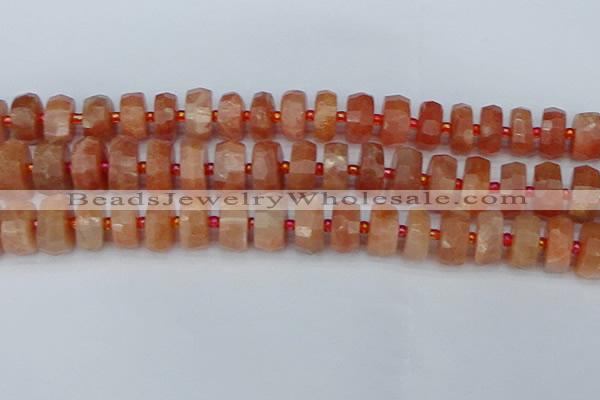 CRB820 15.5 inches 8*14mm faceted rondelle orange moonstone beads