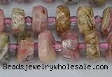 CRB834 15.5 inches 6*10mm faceted rondelle rhodochrosite beads