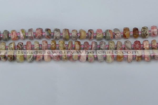 CRB834 15.5 inches 6*10mm faceted rondelle rhodochrosite beads