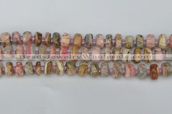 CRB836 15.5 inches 8*14mm faceted rondelle rhodochrosite beads