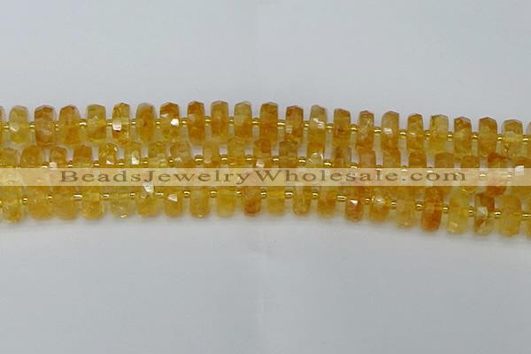 CRB844 15.5 inches 8*14mm faceted rondelle citrine beads