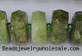 CRB854 15.5 inches 8*18mm faceted rondelle green garnet beads