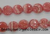 CRC106 15.5 inches 12mm flat round natural argentina rhodochrosite beads