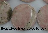 CRC158 15.5 inches 30mm flat round Argentina rhodochrosite beads