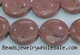 CRC207 16 inches 20mm flat round rhodochrosite gemstone beads