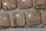 CRC303 15.5 inches 18*18mm square Peru rhodochrosite beads