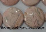 CRC308 15.5 inches 25mm flat round Peru rhodochrosite beads