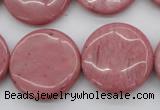 CRC694 15.5 inches 25mm flat round rhodochrosite beads wholesale