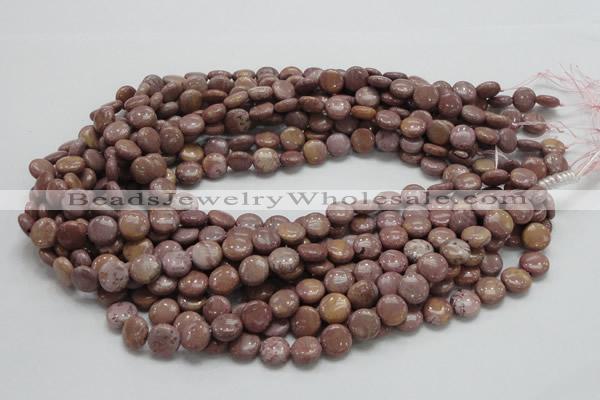 CRC71 15.5 inches 10mm flat round rhodochrosite gemstone beads