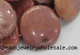 CRC76 15.5 inches 30mm flat round rhodochrosite gemstone beads