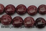 CRC814 15.5 inches 12mm flat round Brazilian rhodochrosite beads