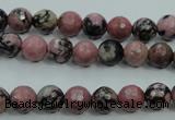 CRD11 15.5 inches 6mm faceted round rhodonite gemstone beads