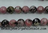 CRD12 15.5 inches 8mm faceted round rhodonite gemstone beads