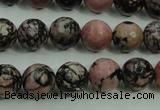 CRD14 15.5 inches 10mm faceted round rhodonite gemstone beads