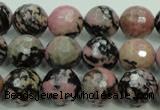 CRD15 15.5 inches 12mm faceted round rhodonite gemstone beads