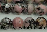 CRD16 15.5 inches 14mm faceted round rhodonite gemstone beads