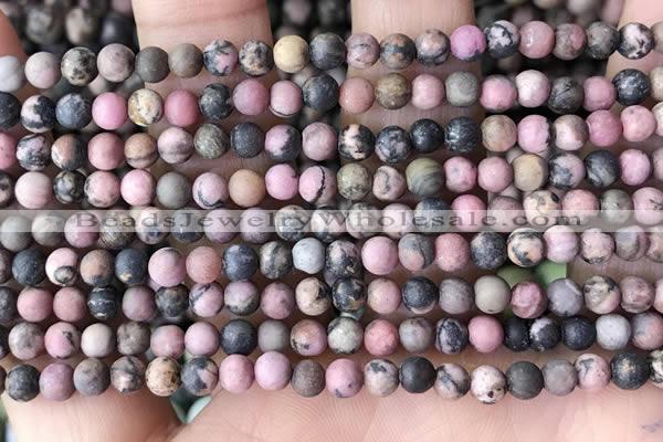 CRD30 15.5 inches 4mm round matte rhodonite beads wholesale