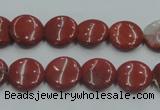 CRE06 16 inches 12mm flat round natural red jasper beads wholesale