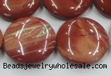 CRE09 16 inches 25mm flat round natural red jasper beads wholesale