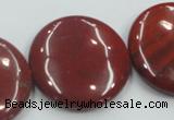 CRE10 16 inches 30mm flat round natural red jasper beads wholesale