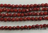 CRE151 15.5 inches 4mm faceted round red jasper beads wholesale