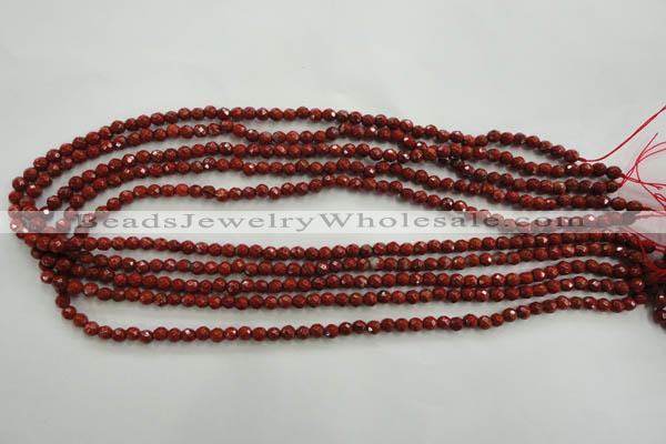 CRE151 15.5 inches 4mm faceted round red jasper beads wholesale