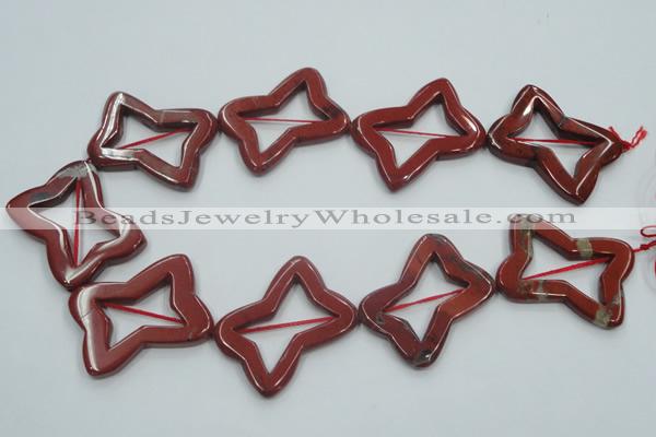 CRE23 16 inches 30*40mm bowknot natural red jasper beads wholesale