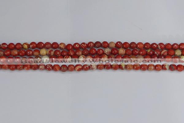 CRE330 15.5 inches 4mm faceted round red jasper beads