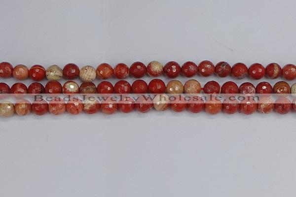 CRE332 15.5 inches 8mm faceted round red jasper beads