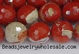 CRE334 15.5 inches 12mm faceted round red jasper beads