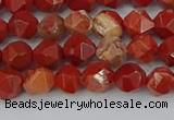 CRE345 15.5 inches 6mm faceted nuggets red jasper beads