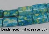 CRF138 15.5 inches 10*15mm flat tube dyed rain flower stone beads