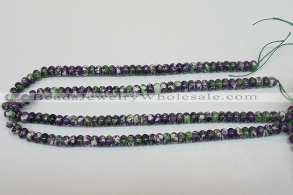 CRF14 15.5 inches 5*8mm rondelle dyed rain flower stone beads wholesale