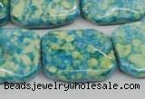 CRF145 15.5 inches 20*26mm rectangle dyed rain flower stone beads