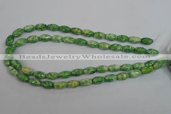 CRF194 15.5 inches 8*14mm rice dyed rain flower stone beads