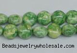 CRF196 15.5 inches 10mm flat round dyed rain flower stone beads