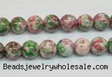 CRF23 15.5 inches 8mm round dyed rain flower stone beads wholesale