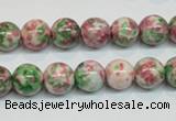 CRF24 15.5 inches 10mm round dyed rain flower stone beads wholesale