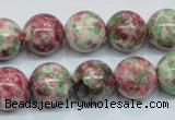 CRF26 15.5 inches 14mm round dyed rain flower stone beads wholesale