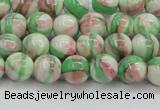 CRF381 15.5 inches 6mm round dyed rain flower stone beads wholesale