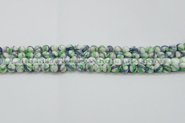 CRF387 15.5 inches 6mm round dyed rain flower stone beads wholesale